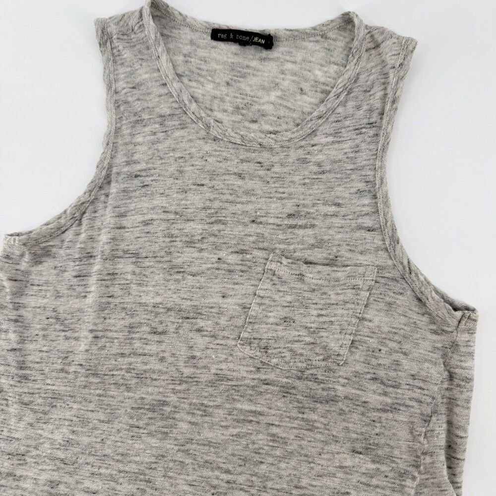 Rag & Bone Jean Linen Cropped Angled Tank Top Shirt Women Small Heathered Gray